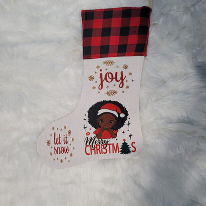 Buffalo Plaid Linen Christmas Stockings (Custom)