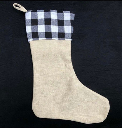 Buffalo Plaid Linen Christmas Stockings (Custom)